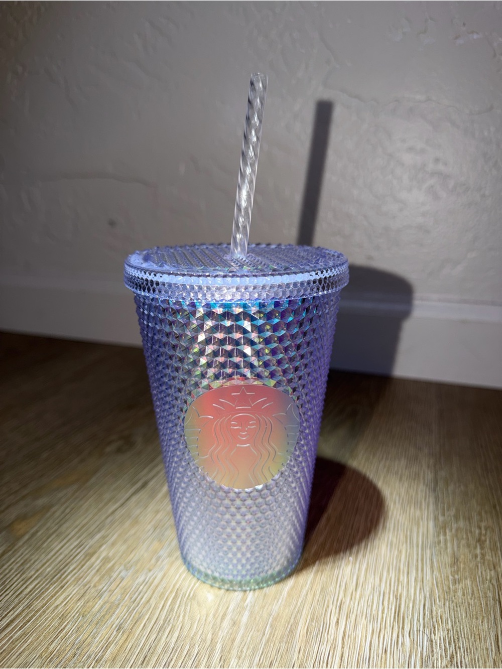 Holographic Studded Reusable Tumbler with Straw - Lavender Iridescent